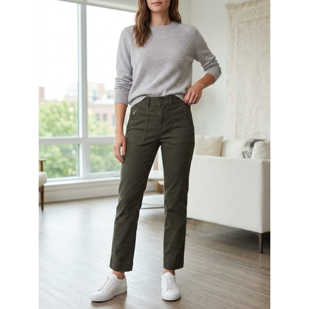 KUT from the Kloth Olive Green High Rise Ankle Straight Leg Utility Pants 8